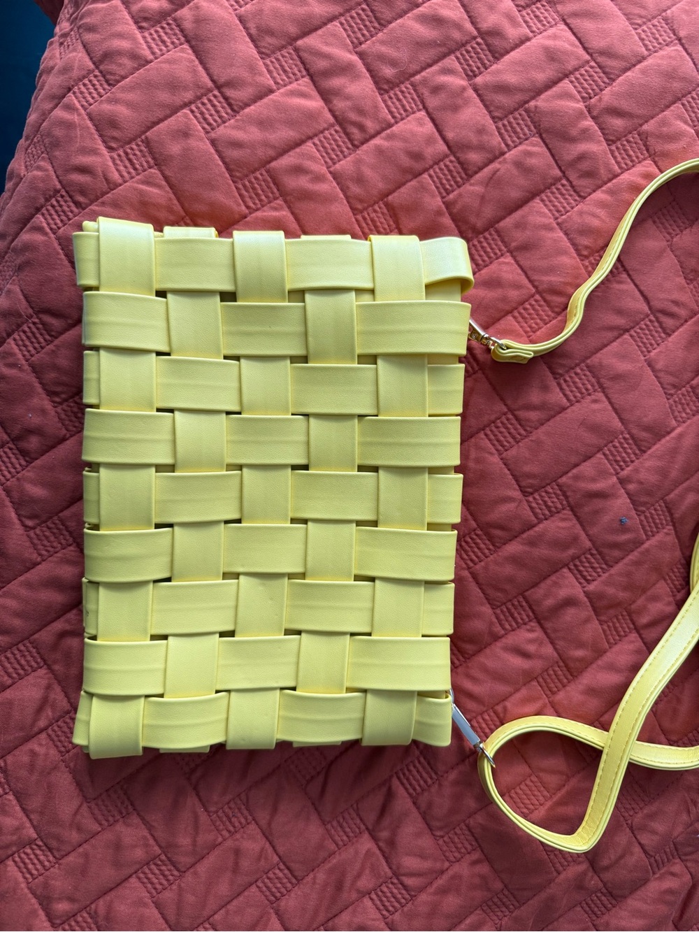 By Anthropologie Woven Yellow Crossbody Bag with Adjustable Strap